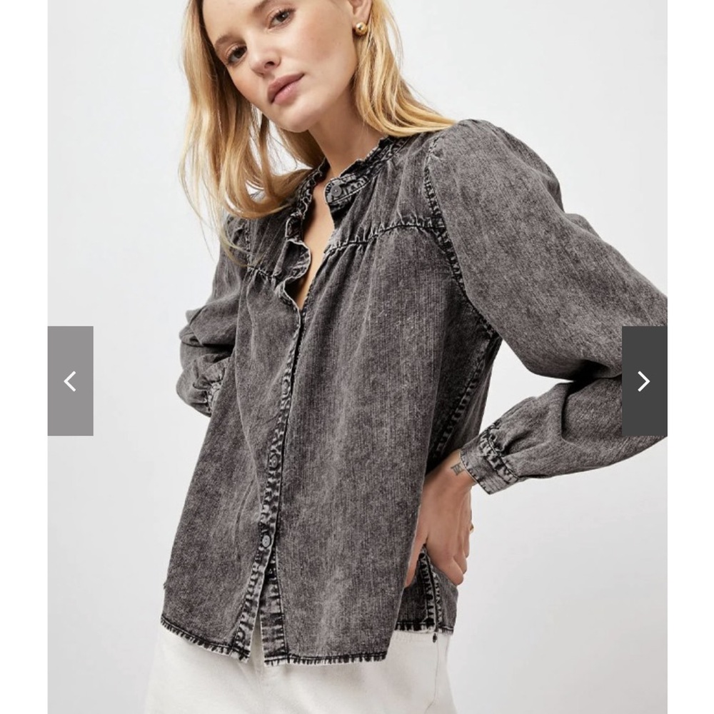 RAILS Camille Blouse in Black Acid Wash